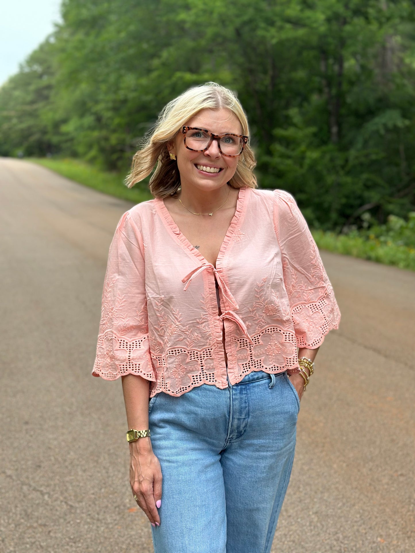 Floral Tie Front Top