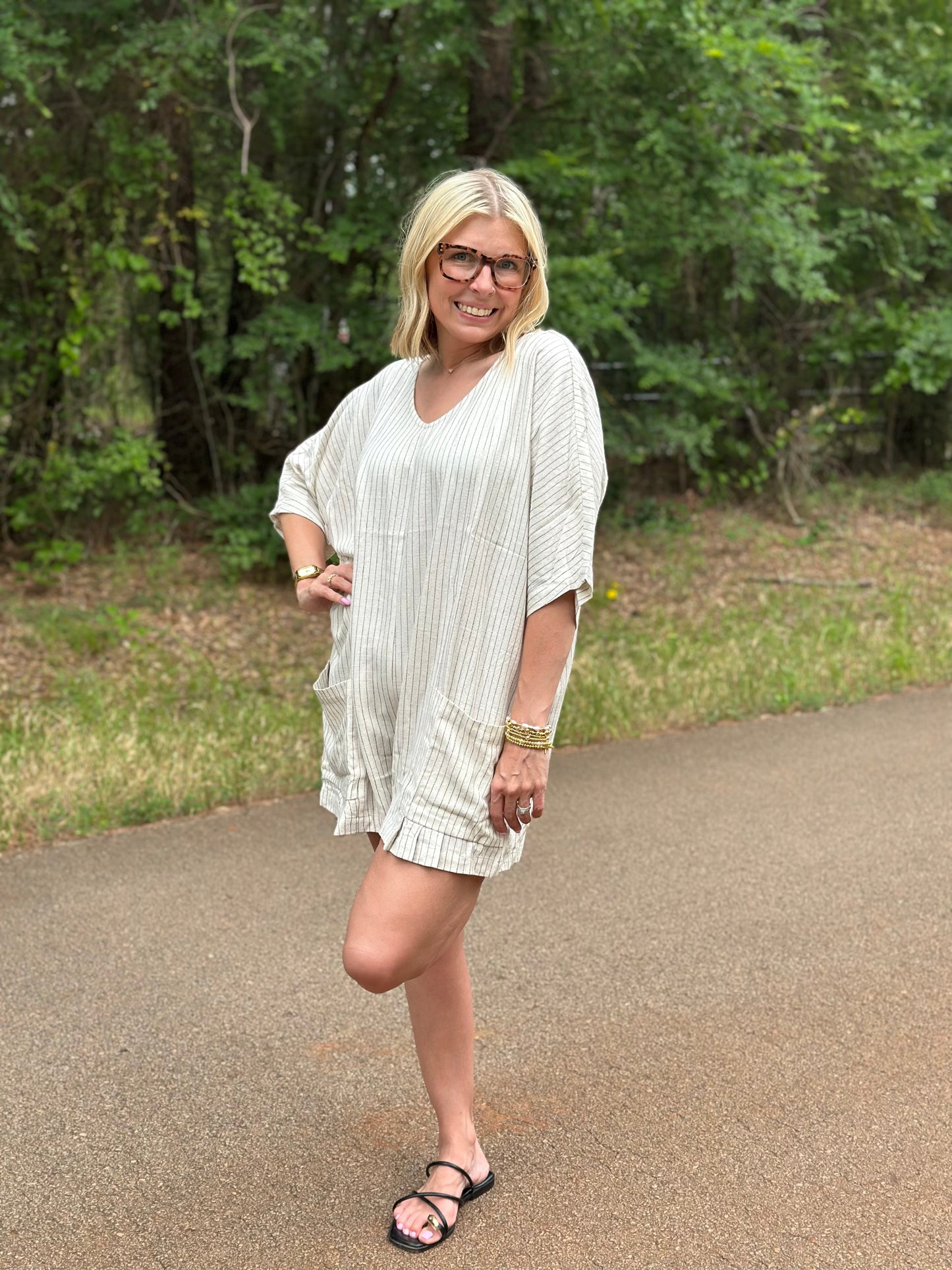 Striped Linen Romper