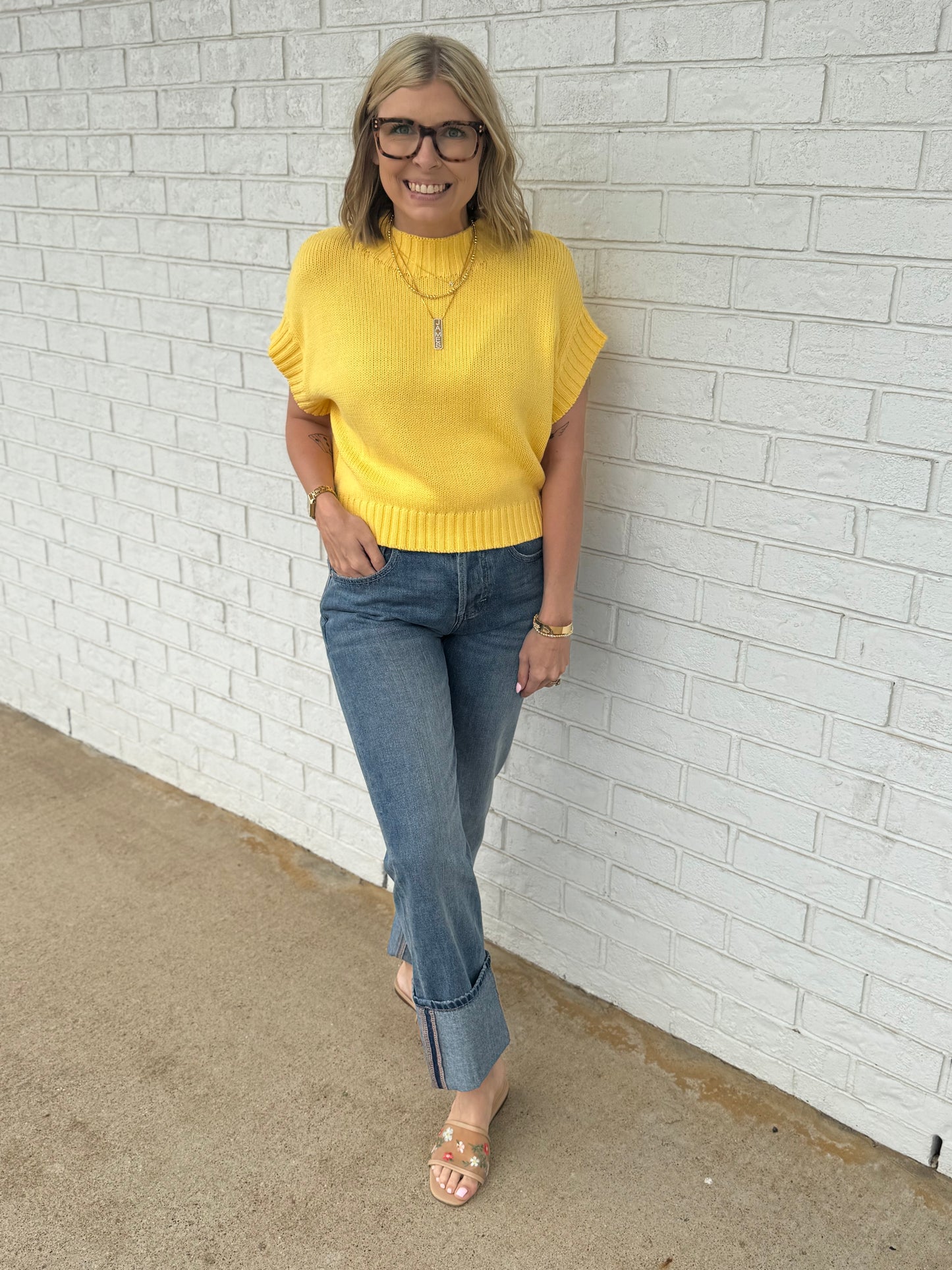 Mock Neck Cropped Sweater