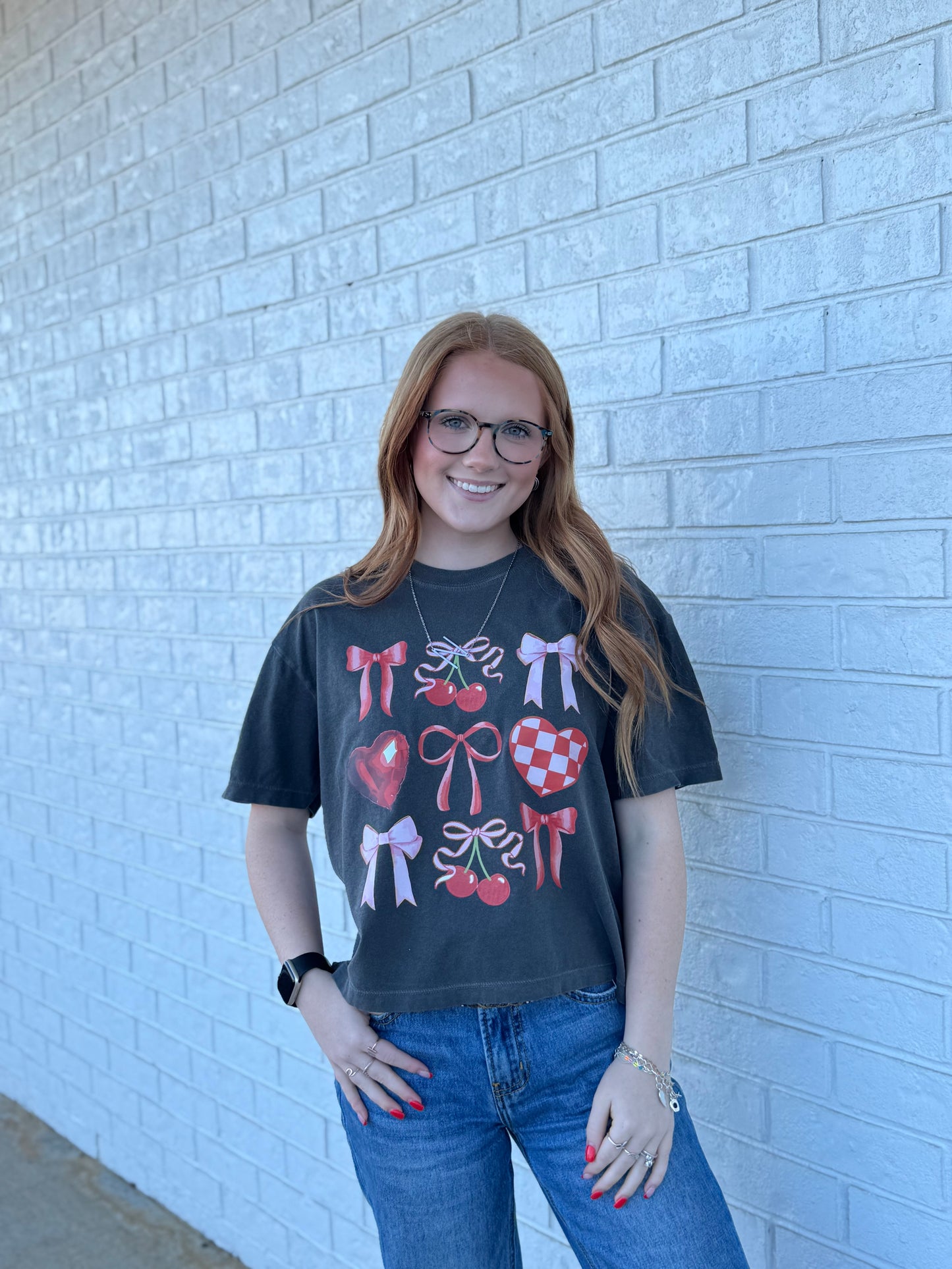 Cherries & Bows Cropped Tee