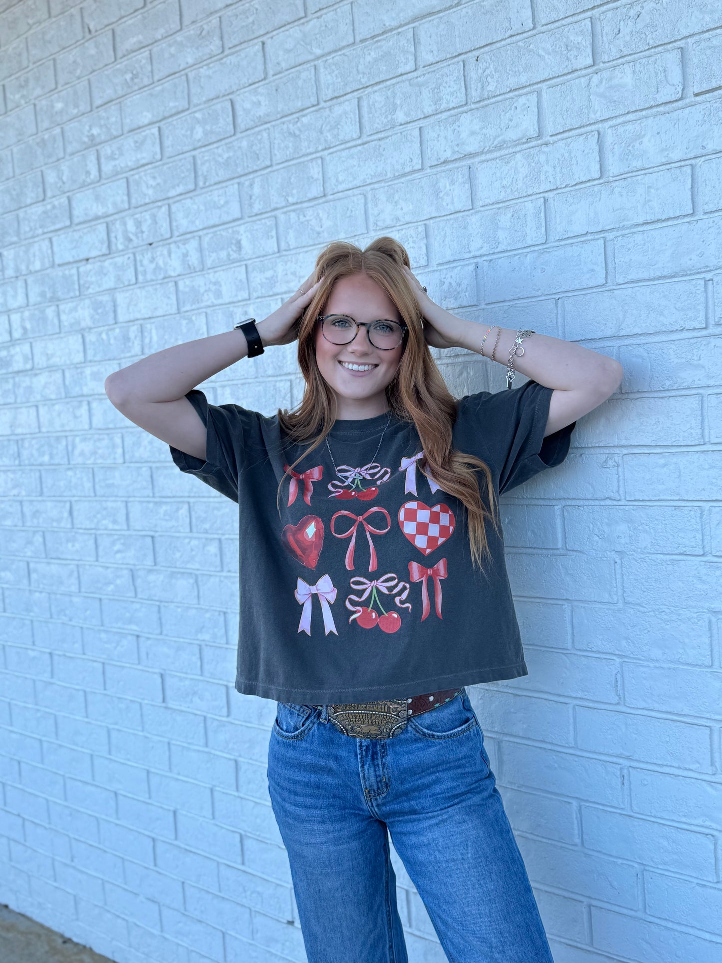 Cherries & Bows Cropped Tee