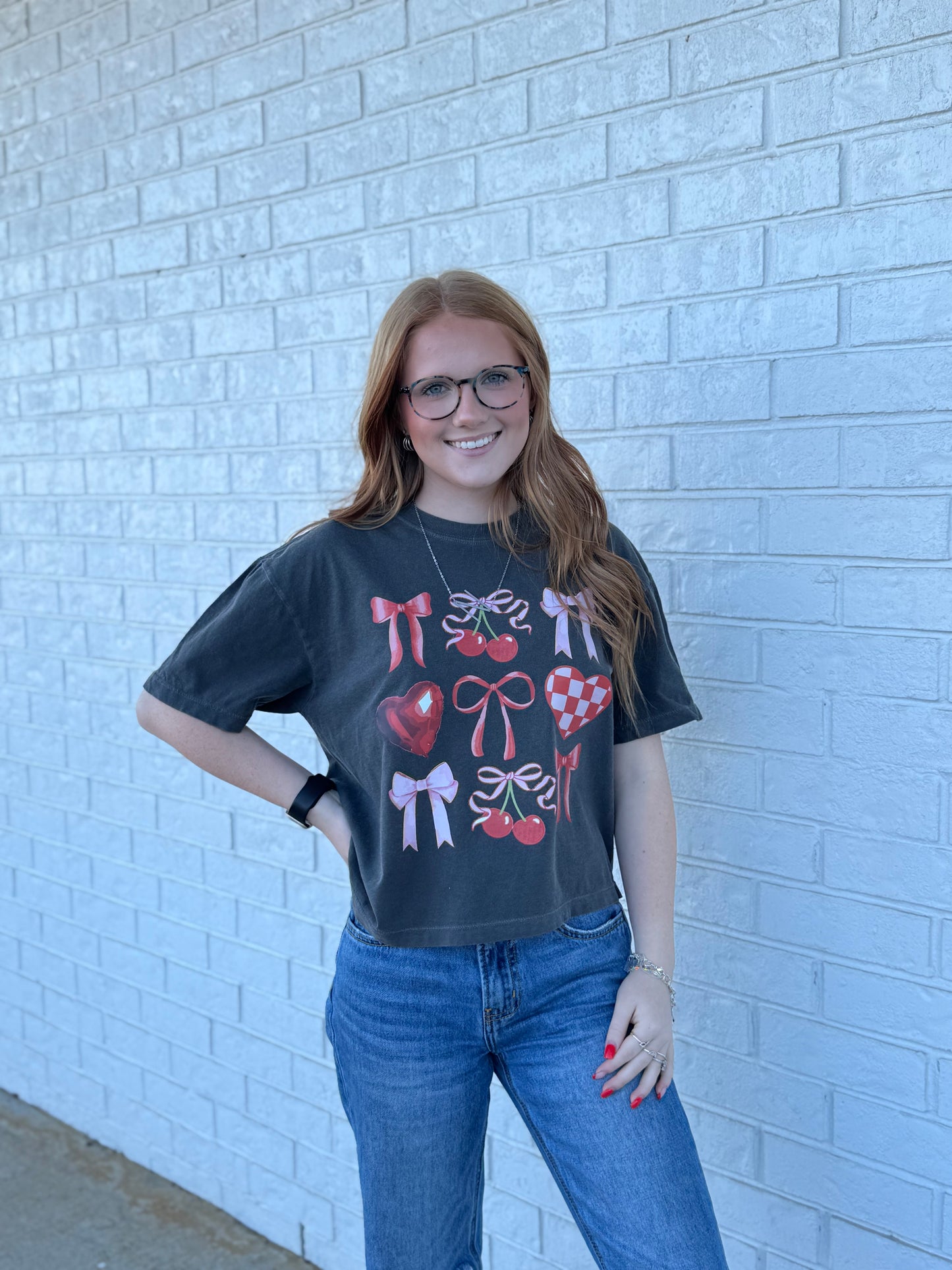 Cherries & Bows Cropped Tee