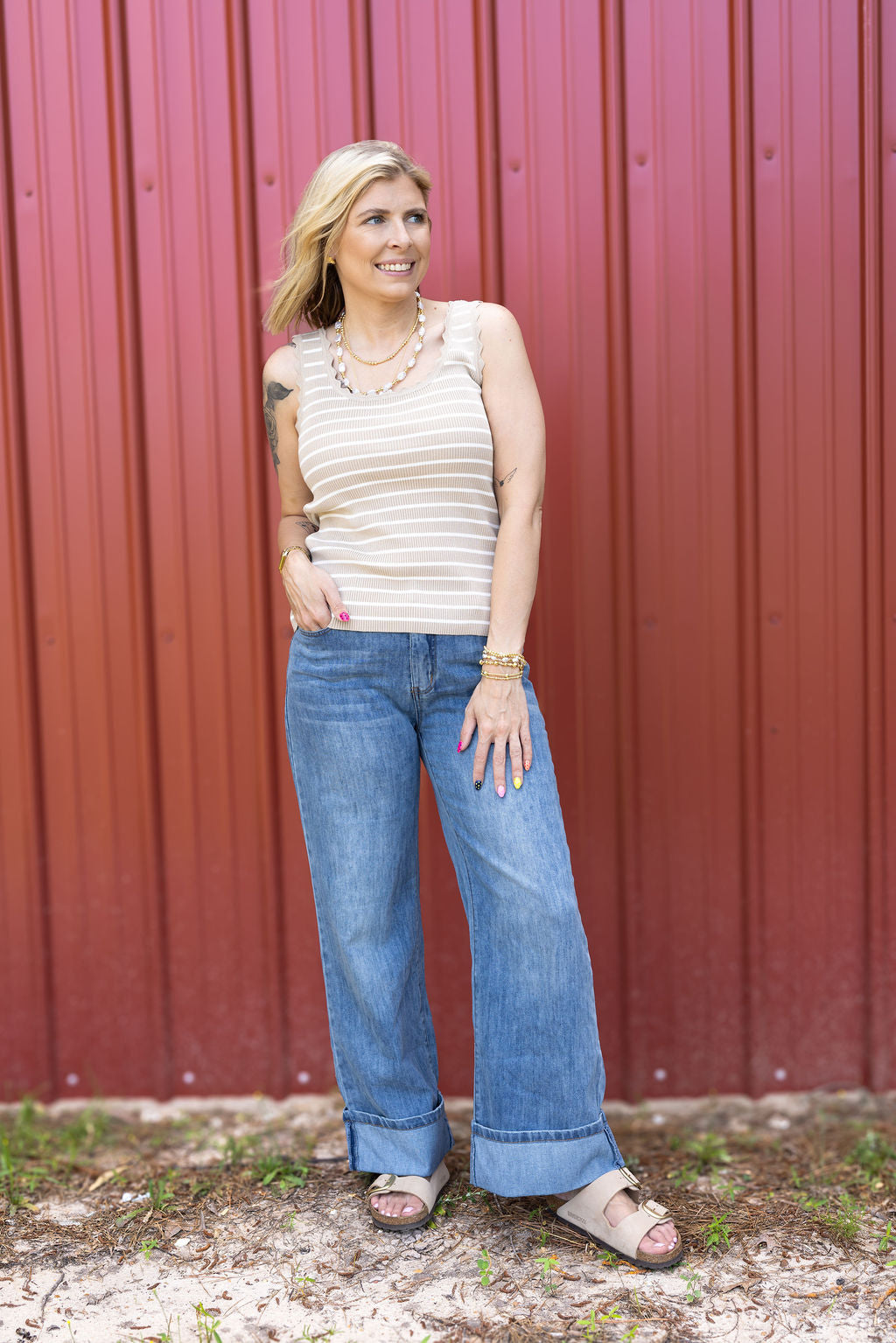 Straight Leg Mid Rise Jean