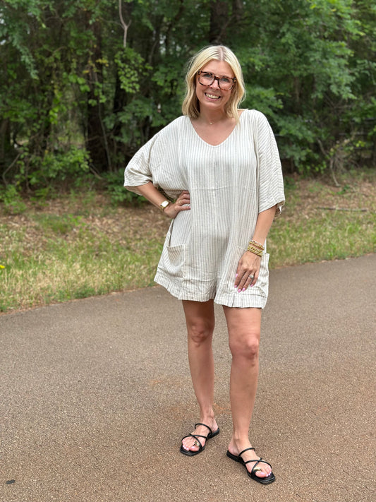 Striped Linen Romper